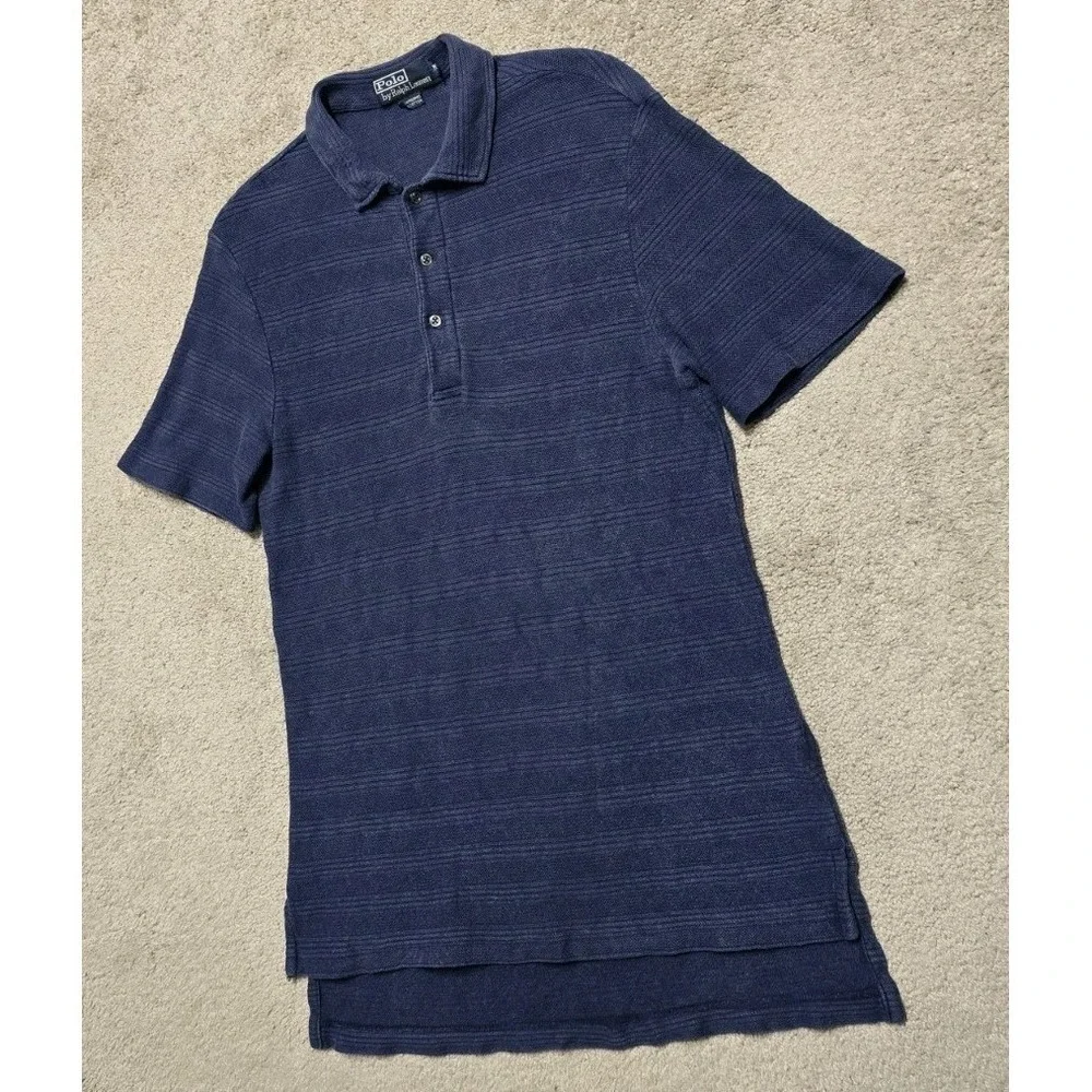 Vintage Polo Ralph Lauren Men's Heavy Knit Polo‎ Shirt Size Medium 90s Mesh Slim